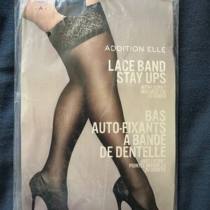 Lace band stay ups black